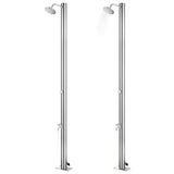 Douche extérieure vidaxl avec base brune 220 cm en acier inoxydable