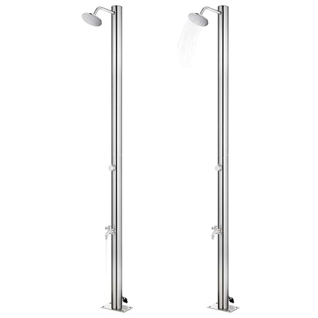 Douche extérieure vidaxl avec base brune 220 cm en acier inoxydable