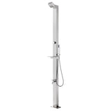 Douche extérieure vidaxl avec base grise de 225 cm en acier inoxydable