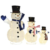VidaXL tissu de luxe décoratif bonhomme de neige famille led