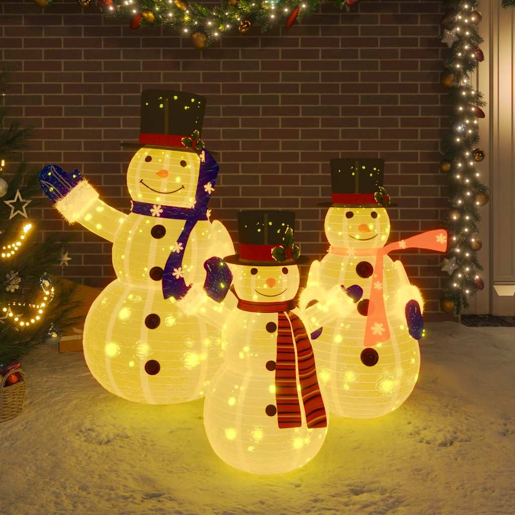 VidaXL tissu de luxe décoratif bonhomme de neige famille led