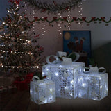 Vidaxl Christmas Decoration Boîtes-cadeaux 3 PCS à l'intérieur à l'extérieur du blanc