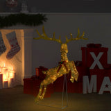Vidaxl Christmas Decorations Flying Reindeer White White 120 LEDS GOLD COLORED
