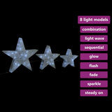 Vidaxl Christmas Decoration Stars 3 ST LED à l'extérieur à l'intérieur de Mesh White