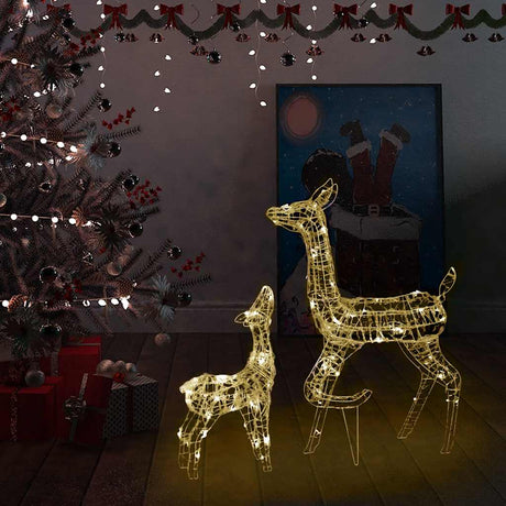 Vidaxl Christmas Decorations Rendeer Family 160 LEDS acrylique blanc chaud