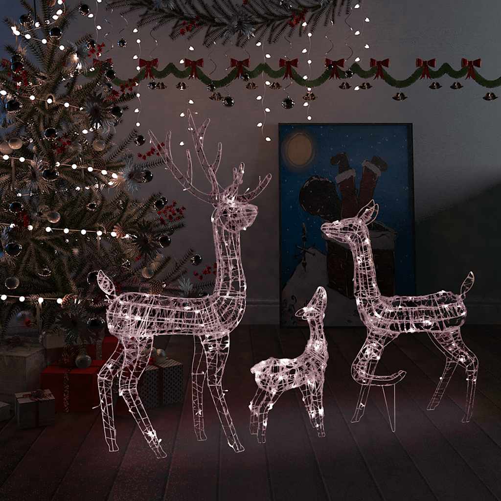 Vidaxl Weihnachtsdekorationen Rentierfamilie 300 LEDs warmes weißes Acryl