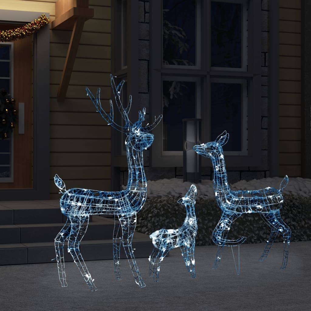 Vidaxl juledekorationer Reindeer Familie 300 LEDS Kold hvid akryl