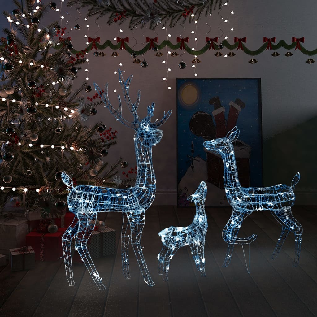 Vidaxl julepynt Reindeer familie 300 LEDS kald hvit akryl