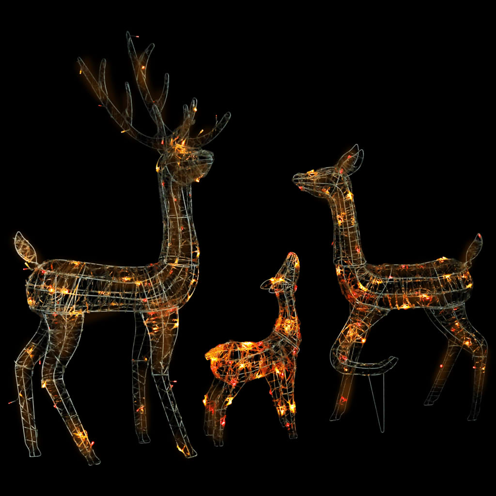 Vidaxl Christmas Decorations Rendeer Family 300 LEDS Acrylique multi-colorants