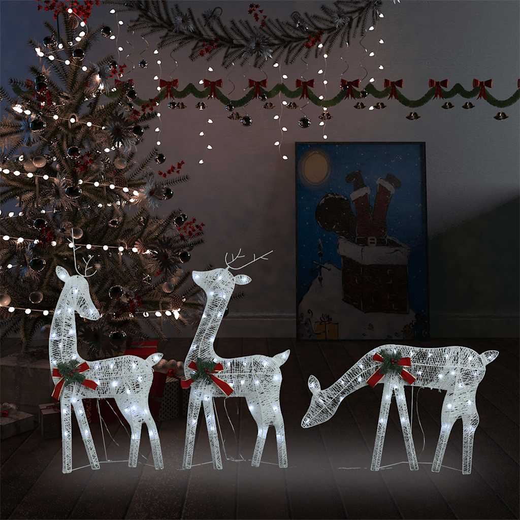 Vidaxl Reindeer Družina Božič hladno bela 270x7x90 cm mreža bela