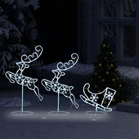 Vidaxl Christmas Decoration Reindeer and Sled 260x21x87 cm acrylique froid blanc