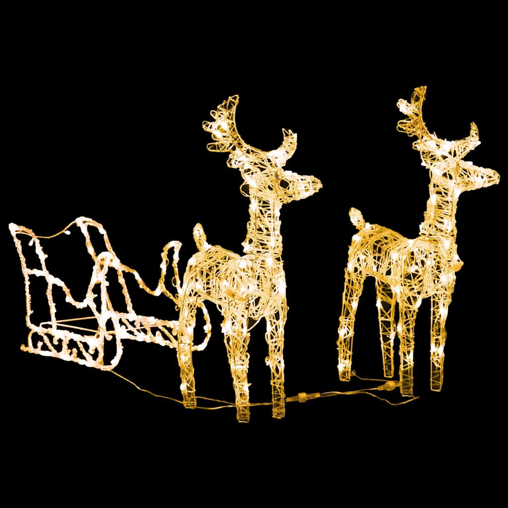 Décorations de Noël vidaxl renne et traîneau 160 LEDS 130 cm acrylique
