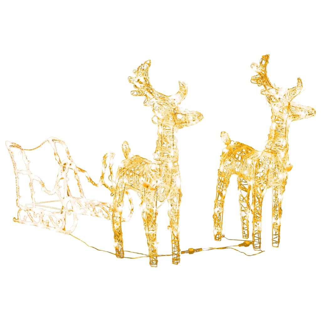 Décorations de Noël vidaxl renne et traîneau 160 LEDS 130 cm acrylique