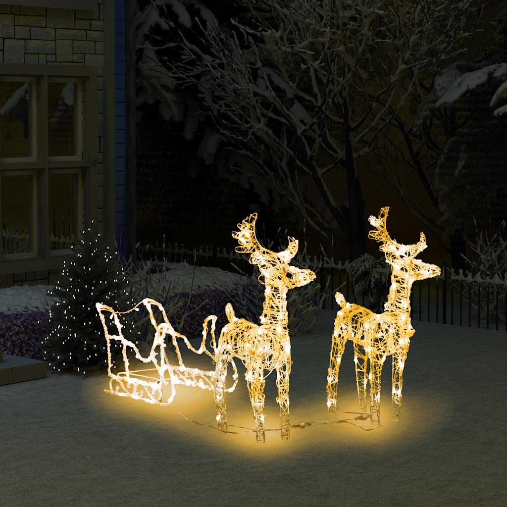 Décorations de Noël vidaxl renne et traîneau 160 LEDS 130 cm acrylique