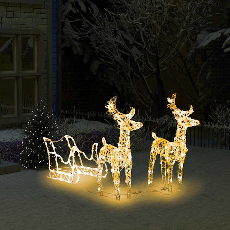 Décorations de Noël vidaxl renne et traîneau 160 LEDS 130 cm acrylique