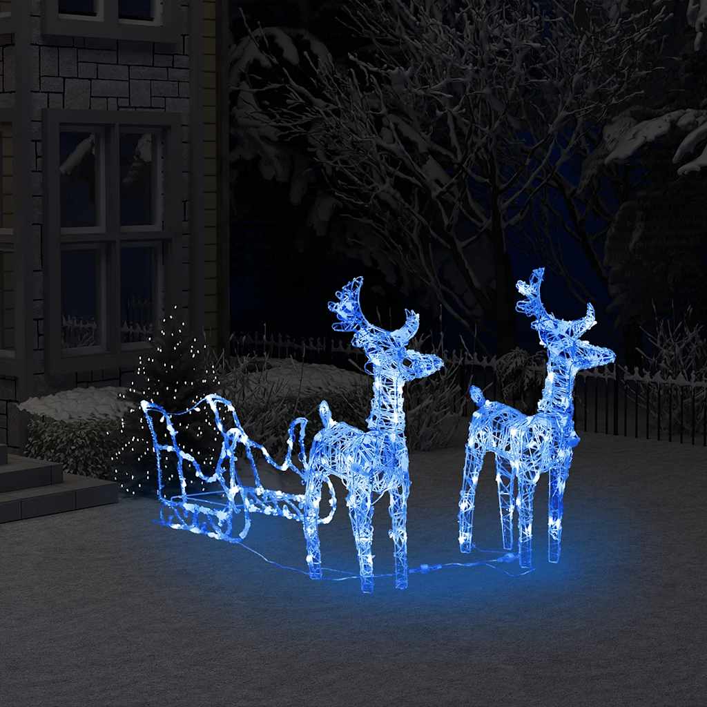 Décorations de Noël vidaxl renne et traîneau 160 LEDS 130 cm acrylique