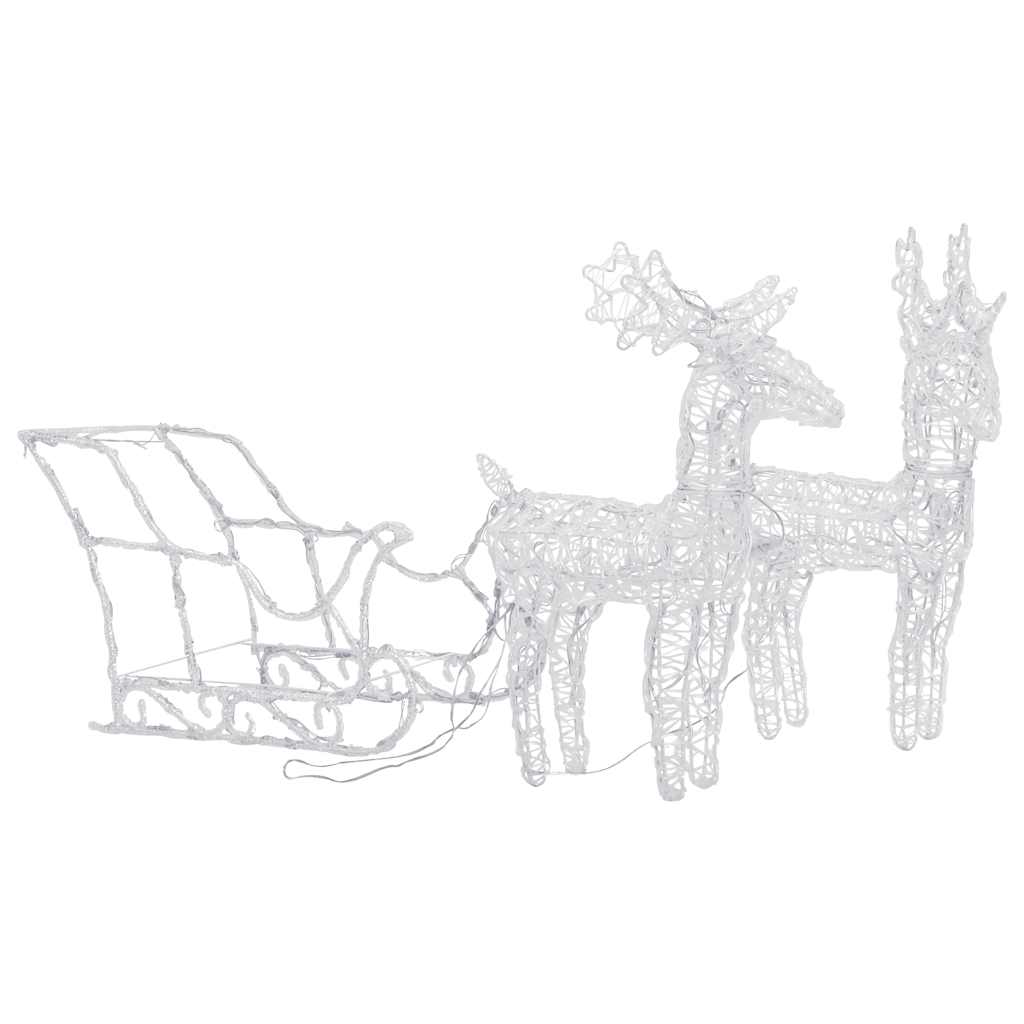 Décorations de Noël vidaxl renne et traîneau 160 LEDS 130 cm acrylique