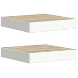 Vidaxl wandschappen zwevend 2 st 23x23,5x3,8 cm mdf eikenkleurig wit