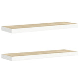 Vidaxl wandschappen zwevend 2 st 90x23,5x3,8 cm mdf eikenkleurig wit