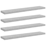 Vidaxl wandschappen zwevend 4 st 120x23,5x3,8 cm mdf betongrijs