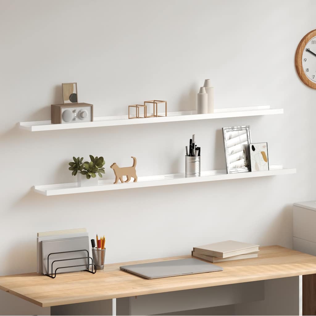 Vidaxl wandschappen 2 st 115x9x3 cm hoogglans wit