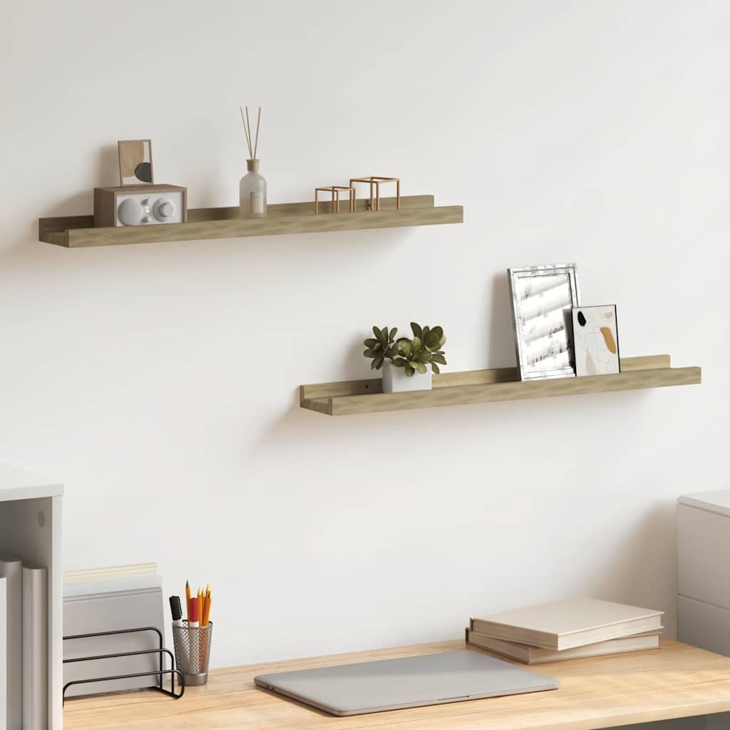 Vidaxl wandplanken 2 st sonoma eiken 60x9x3 cm