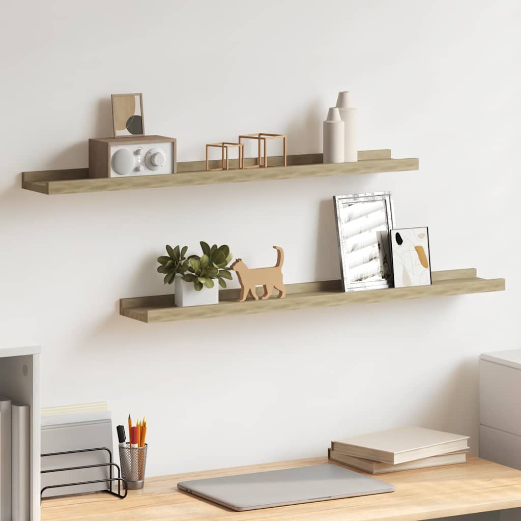 Vidaxl wandplanken 2 st sonoma eiken 80x9x3 cm