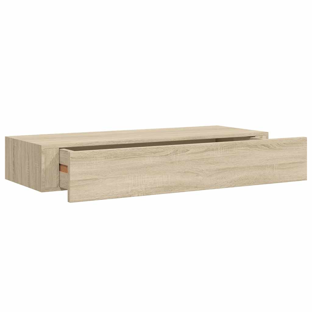 Vidaxl viaxl wandschap met lade 60x23,5x10 cm mdf eikenkleurig