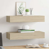 Vidaxl viaxl wandschappen 2 st met lade 60x23,5x10 cm mdf eikenkleurig