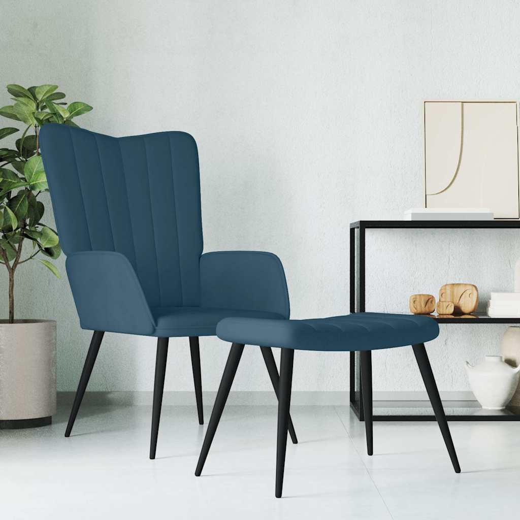 Vidaxl relaxstoel met voetenbank fluweel blauw