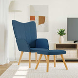 Vidaxl relaxstoel met voetenbank stof blauw
