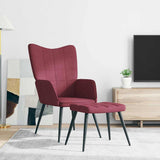 Vidaxl relaxstoel met voetenbank stof wijnrood