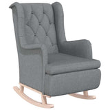 Vidaxl fauteuil met massief rubberwood schommelpoten stof lichtgrijs