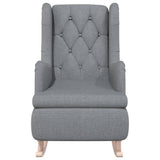 Vidaxl fauteuil met massief rubberwood schommelpoten stof lichtgrijs