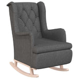 Vidaxl fauteuil met massief rubberwood schommelpoten stof donkergrijs