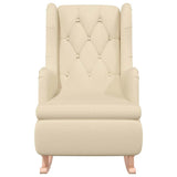 Vidaxl fauteuil met massief rubberwood schommelpoten stof crèmekleurig