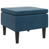 Vidaxl kruk met houten poten fluweel blauw