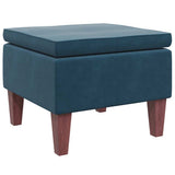 Vidaxl kruk met houten poten fluweel blauw