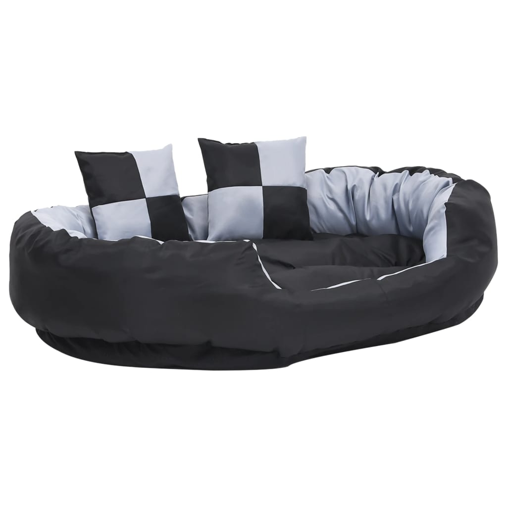 Vidaxl Cojín de perros reversible y lavable 110x80x23 cm de gris y negro