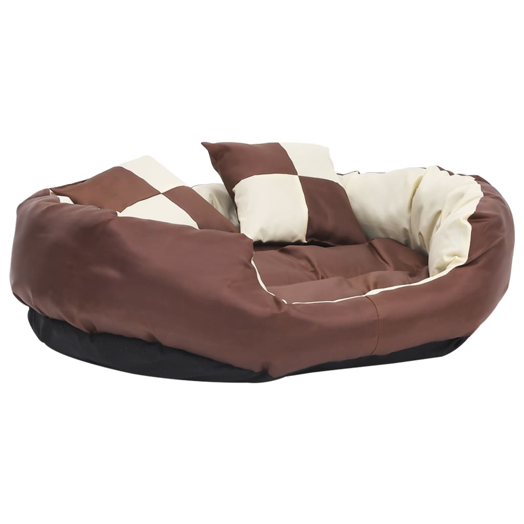 Vidaxl dog cushion reversible and washable 85x70x20 cm brown and cream