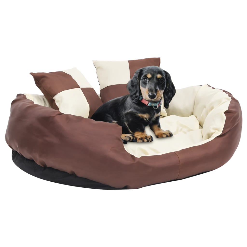 Vidaxl Dog Cushion reversibile e lavabile 85x70x20 cm marrone e crema