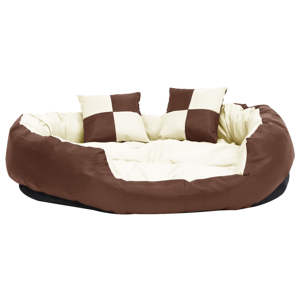 Vidaxl Dog Pute reversibel og vaskbar 110x80x23 cm brun og krem