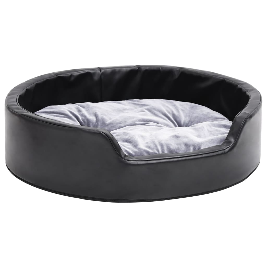 Vidaxl dog basket 69x59x19 cm plush and artificial leather black and gray