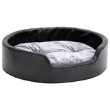 Vidaxl Dog Basket 69x59x19 cm peluche e cuoio artificiale nero e grigio