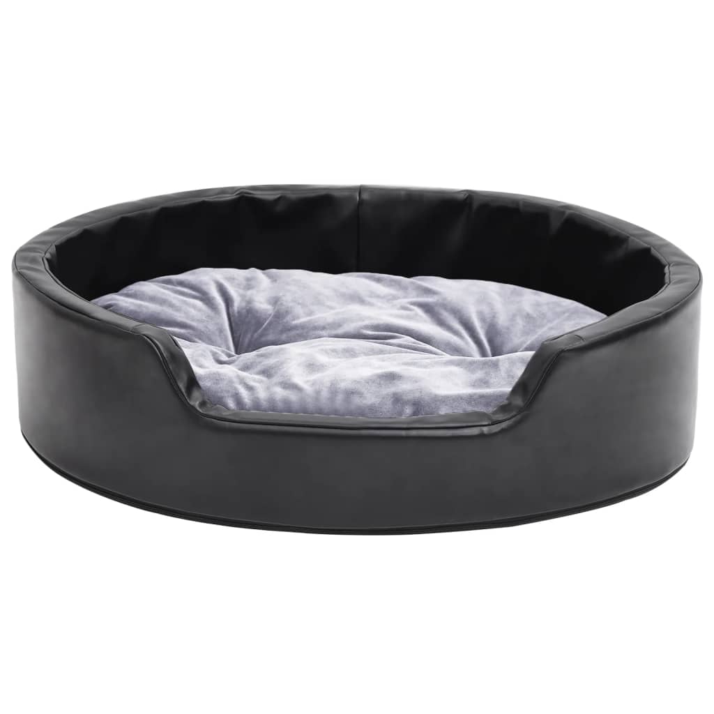 Vidaxl Dog Basket 69x59x19 cm peluche e cuoio artificiale nero e grigio