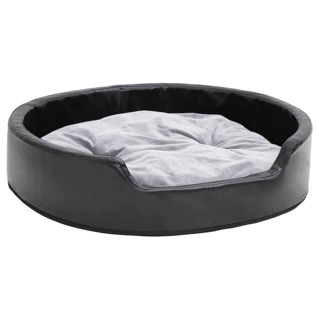 Vidaxl dog basket 79x70x19 cm plush and artificial leather black and gray