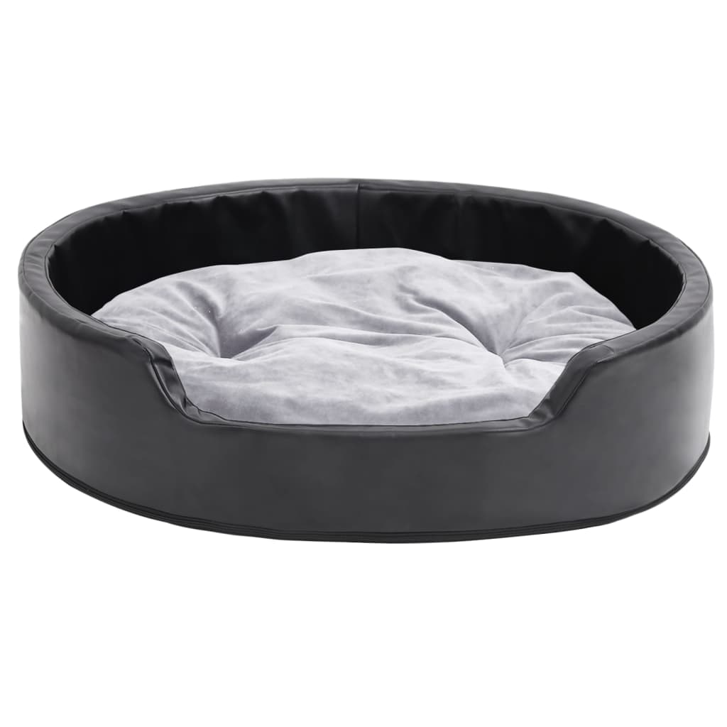 Vidaxl Dog Basket 79x70x19 cm en peluche et en cuir artificiel noir et gris