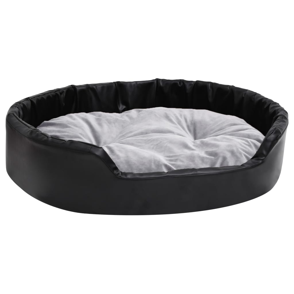 Canasta de perros de Vidaxl 90x79x20 cm peluche y cuero artificial negro y gris