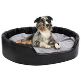 Vidaxl dog basket 99x89x21 cm plush and artificial leather black and gray