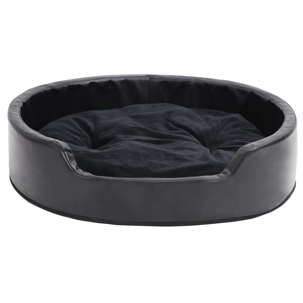 Vidaxl Dog Basket 79x70x19 cm en peluche et en cuir artificiel noir